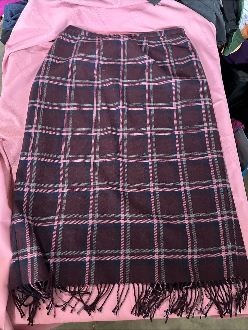 Plaid Wool Blend Skirt